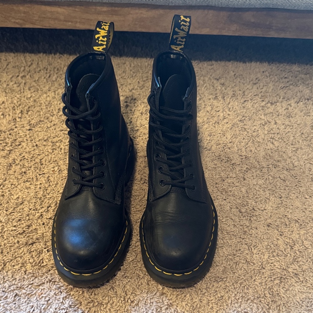 Dr. Martens Black Boots with Yellow Stitching